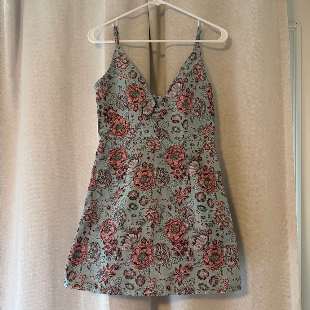 Hello Molly Floral Mini Dress - Pink and Gray